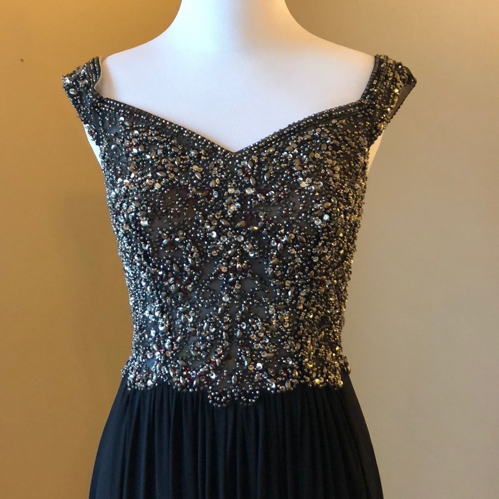 Elegant Formal Black Sequined Dress